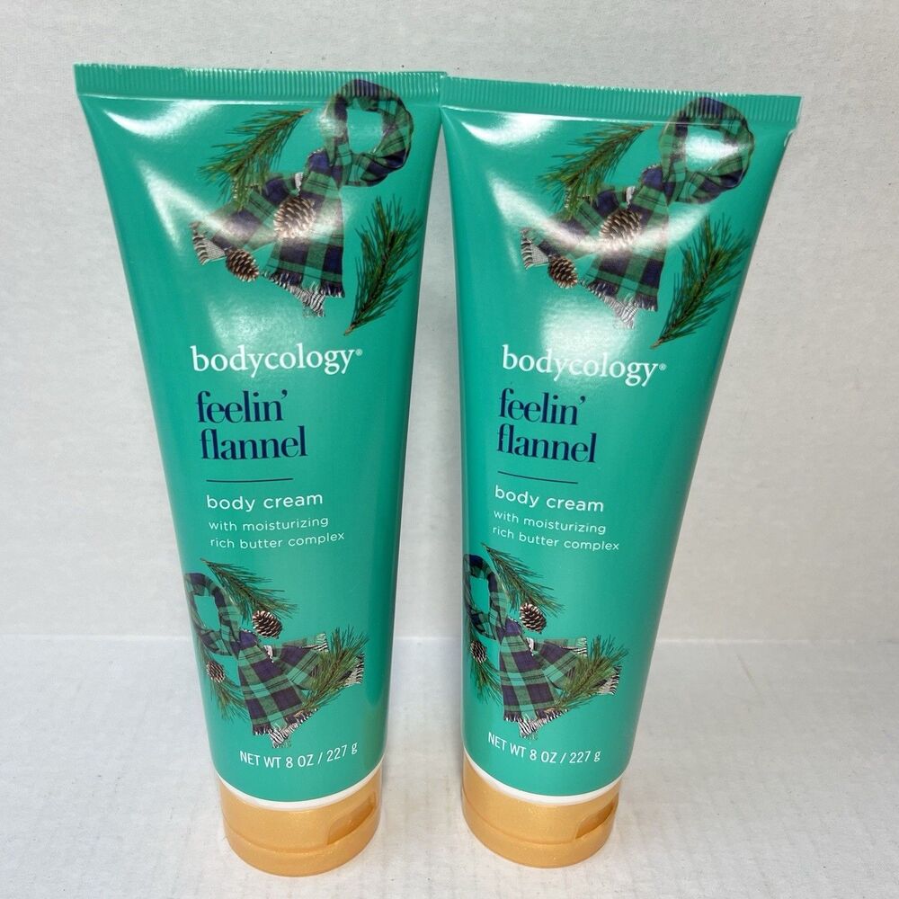 2 Bodycology Feelin' Flannel Body Cream Shea Cocoa Butter Jojoba Oil 8oz New